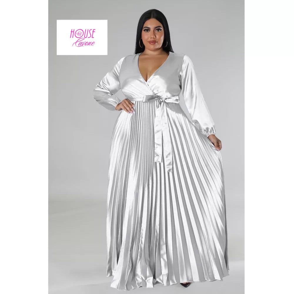 Plus Size Pleated Maxi Dress – House of Cavone - Main Image